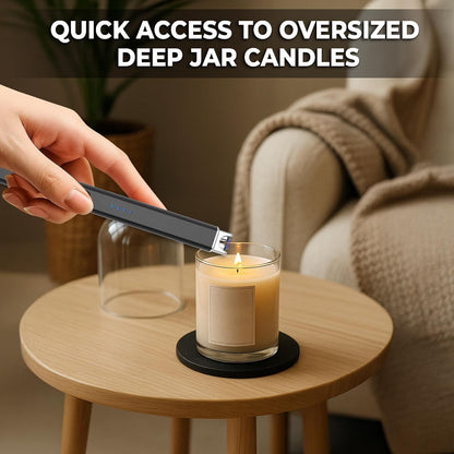 USB Rechargeable Candle Lighter,Plasma Arc Windproof Flameless Long Electric Lighter with Safety Switch,Led Battery Display,Used for BBQ Fireplace,Camping,Stove Kitchen (Black)
