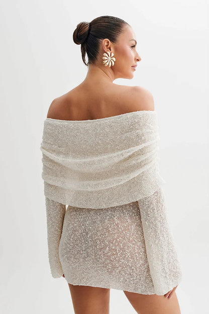 Marisol Off Shoulder Boucle Mini Dress
