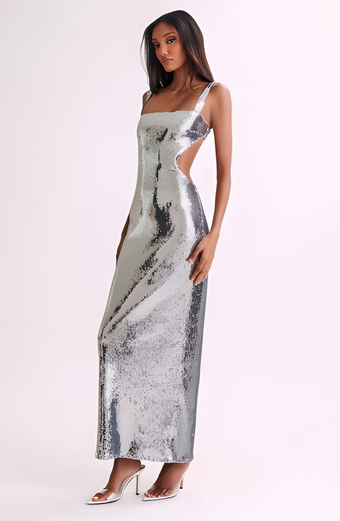 Liora Sequin Cut Out Maxi Dress