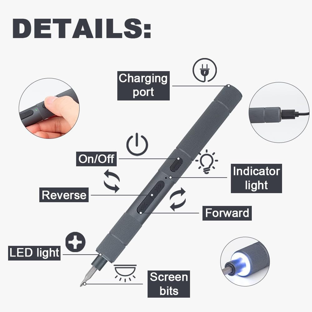 Electric Screwdriver Set- Precision Screwdriver Set(Manual & Automatic)22 Magnetic Bits,Electric Screwdriver Cordless for Glasses, Watch, Phone, Toys & Computer Repair