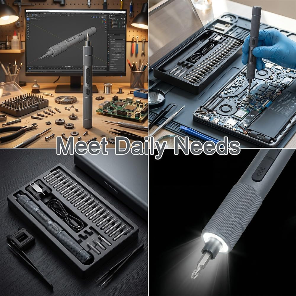 Electric Screwdriver Set- Precision Screwdriver Set(Manual & Automatic)22 Magnetic Bits,Electric Screwdriver Cordless for Glasses, Watch, Phone, Toys & Computer Repair
