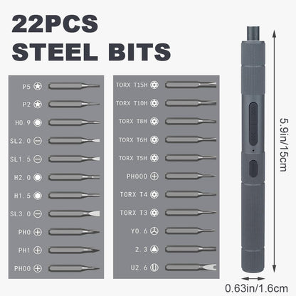 Electric Screwdriver Set- Precision Screwdriver Set(Manual & Automatic)22 Magnetic Bits,Electric Screwdriver Cordless for Glasses, Watch, Phone, Toys & Computer Repair